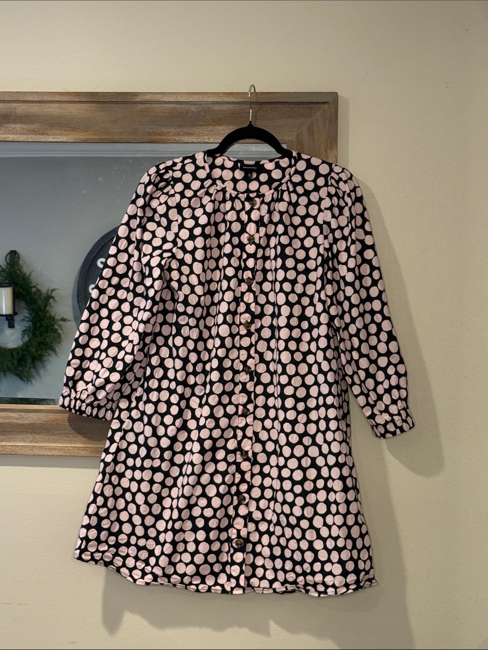 Who What Wear Black and Pink Polka Dot Mini Dress